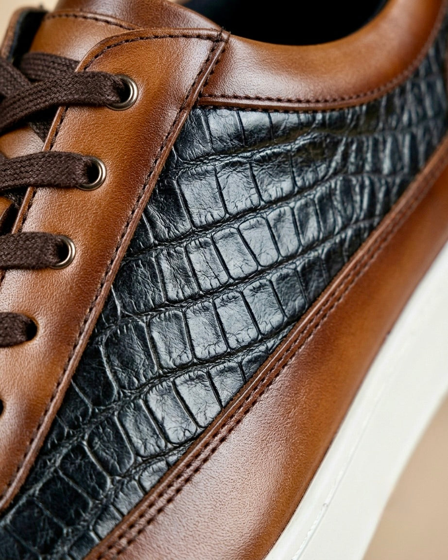 Tenis de piel exótica de cocodrilo y mantarraya Romani Leather