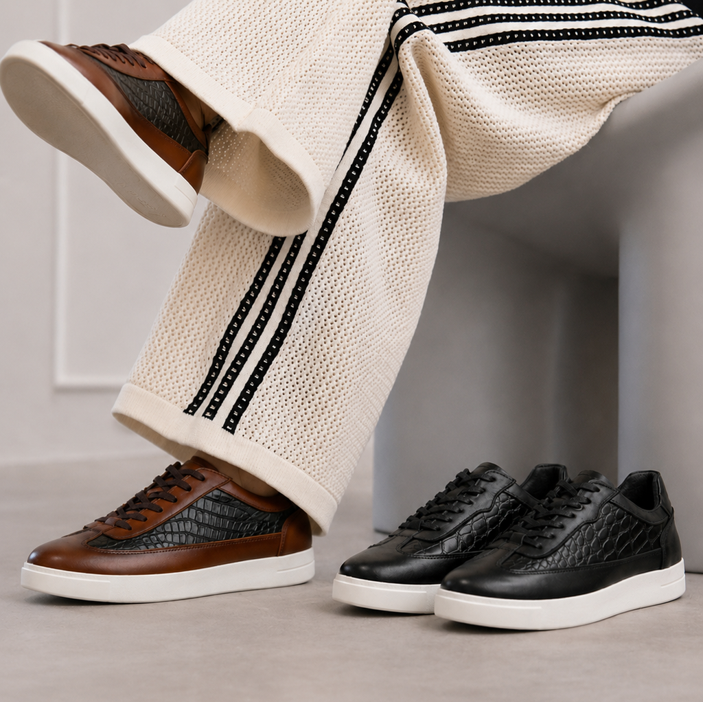 Tenis en Piel Genuina de Cocodrilo Parioli Croco