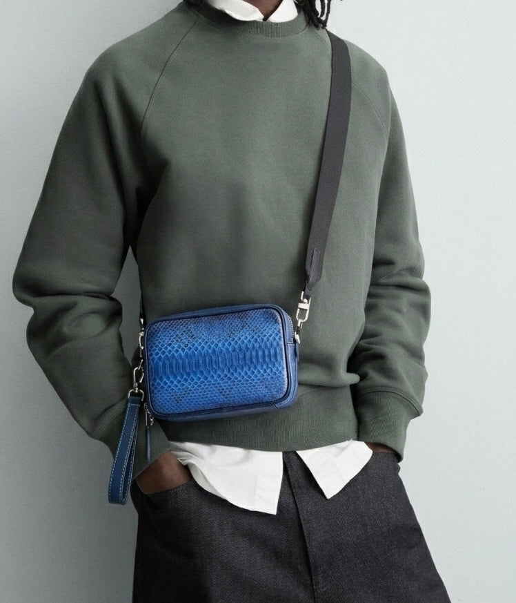 Bolso Crossbody de Piel de Serpiente Genuina Exótica