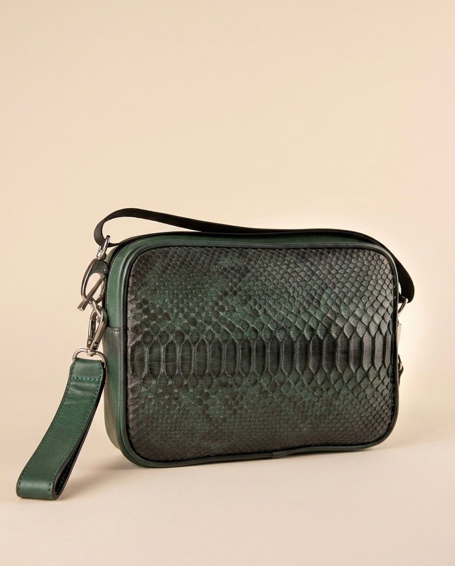 Bolso Crossbody de Piel de Serpiente Genuina Exótica