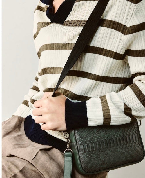 Bolso Crossbody de Piel de Serpiente Genuina Exótica