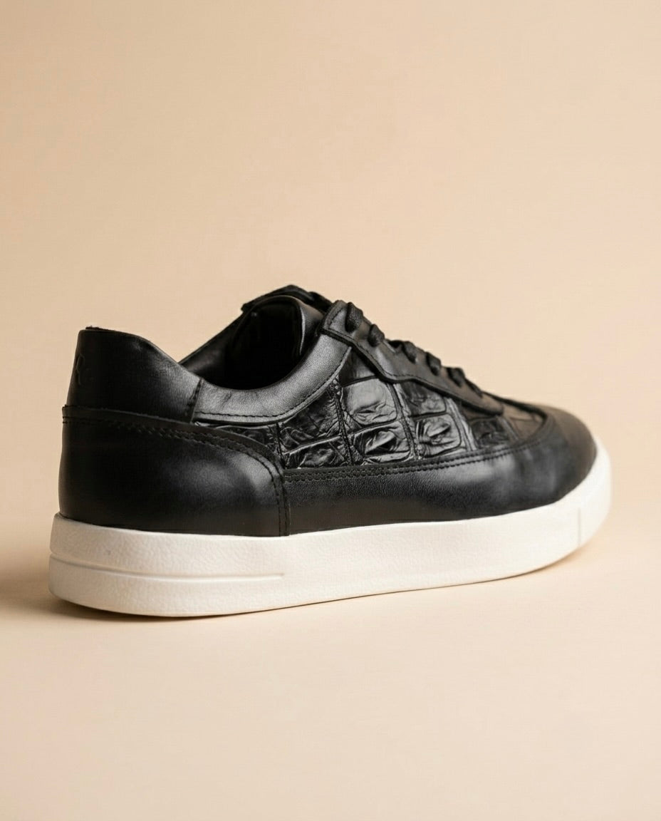 Tenis en Piel Genuina de Cocodrilo Parioli Croco