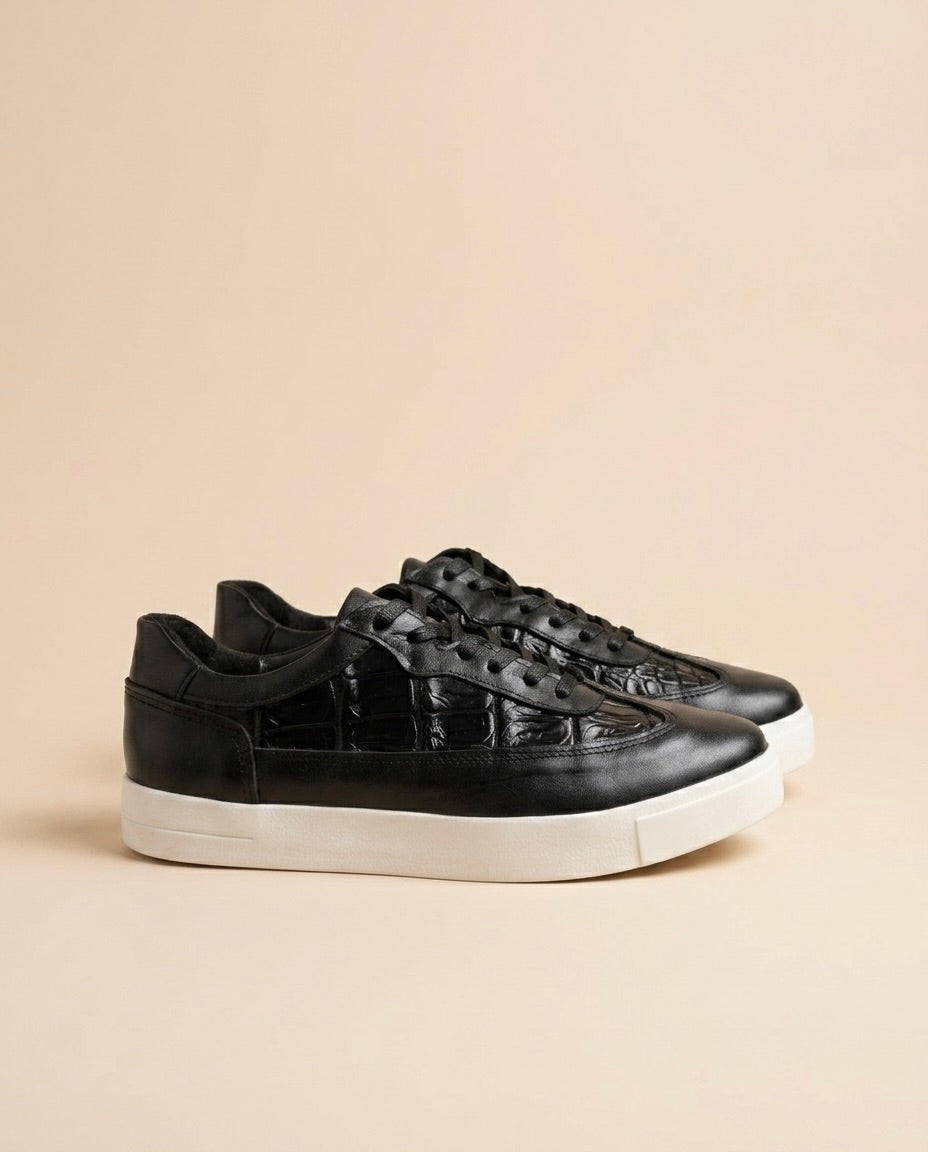 Tenis en Piel Genuina de Cocodrilo Parioli Croco