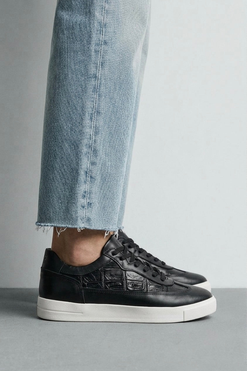 Tenis en Piel Genuina de Cocodrilo Parioli Croco