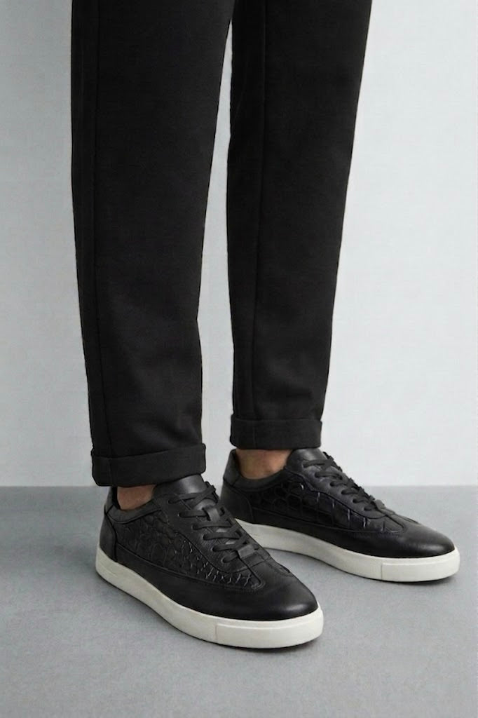 Tenis en Piel Genuina de Cocodrilo Parioli Croco