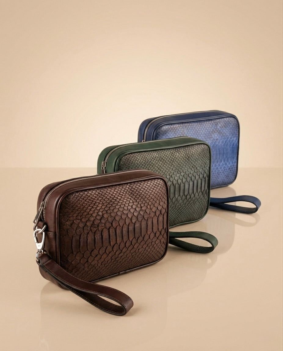 Bolso Crossbody de Piel de Serpiente Genuina Exótica
