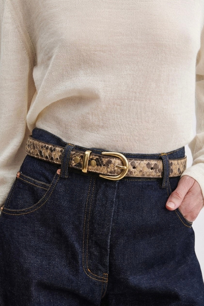 Cinturón Livia en Piel Genuina de Serpiente para Mujer