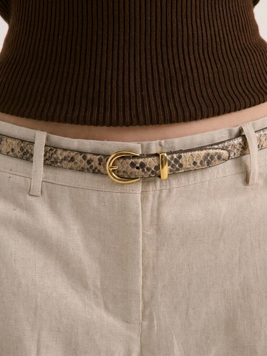 Cinturón Livia en Piel Genuina de Serpiente para Mujer