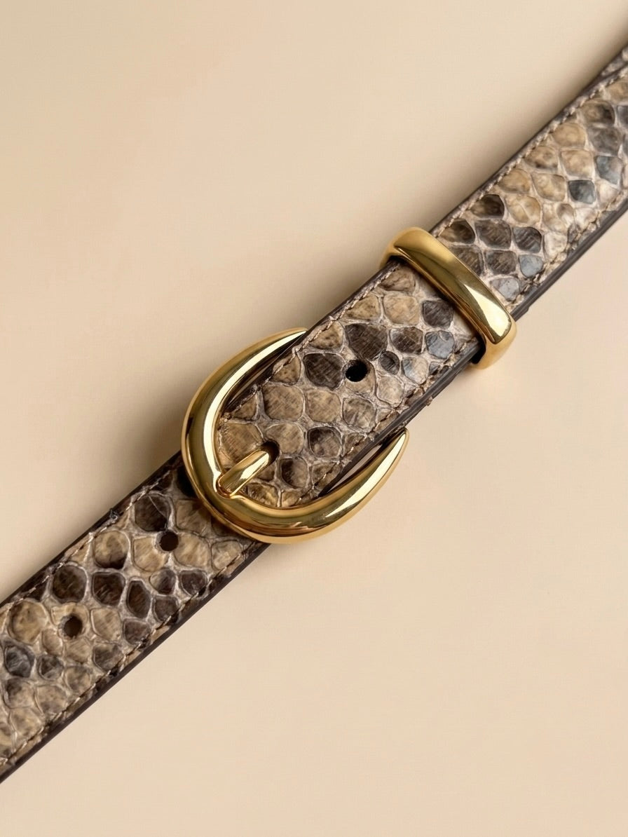 Cinturón Livia en Piel Genuina de Serpiente para Mujer