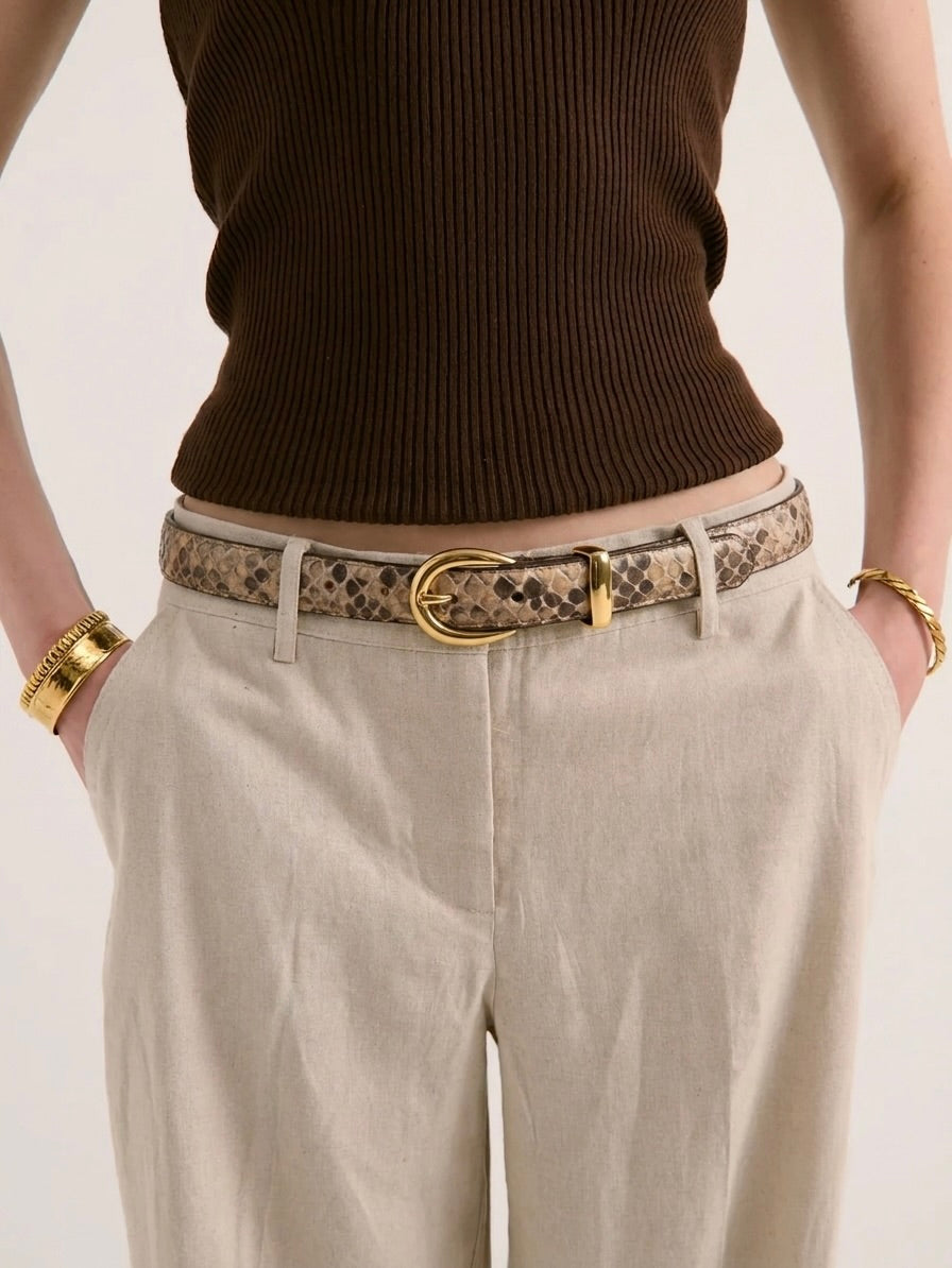 Cinturón Livia en Piel Genuina de Serpiente para Mujer