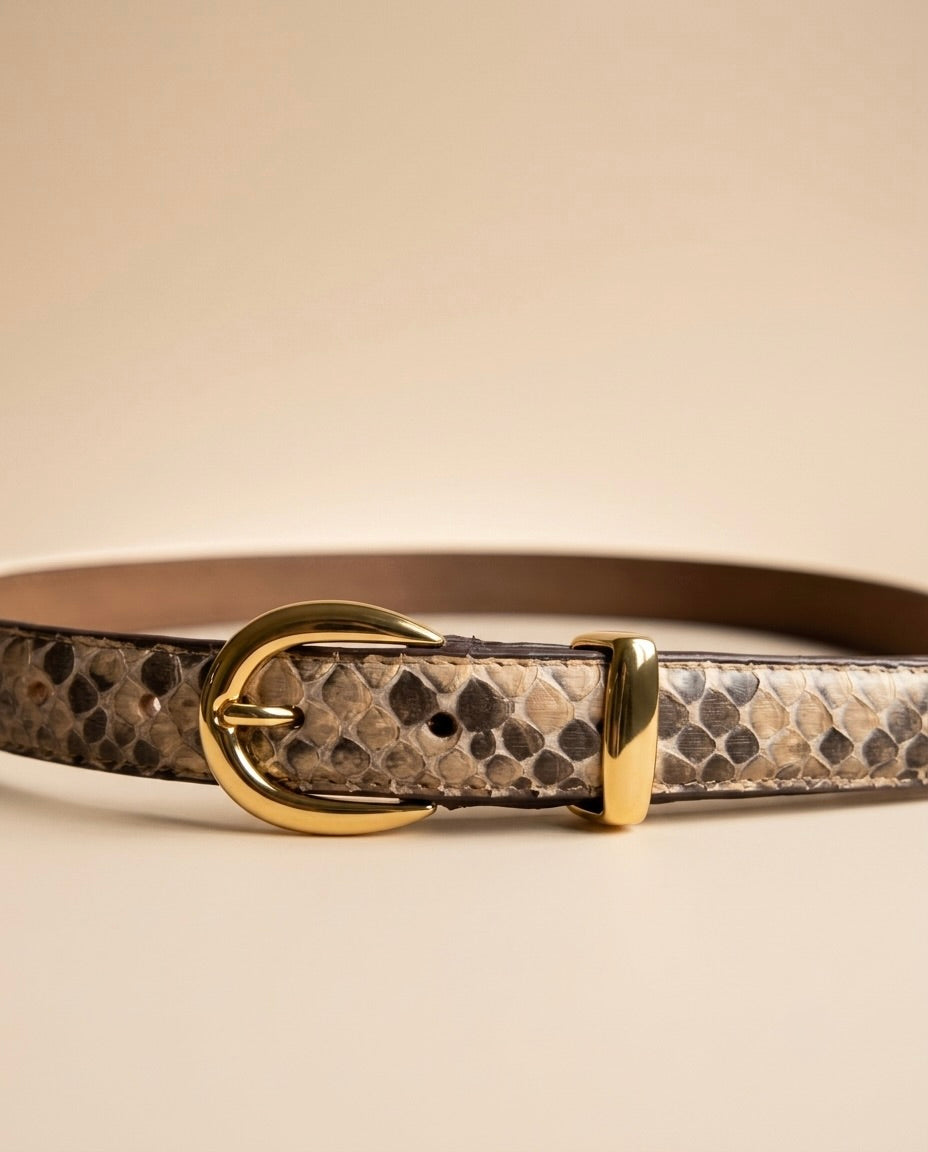 Cinturón Livia en Piel Genuina de Serpiente para Mujer
