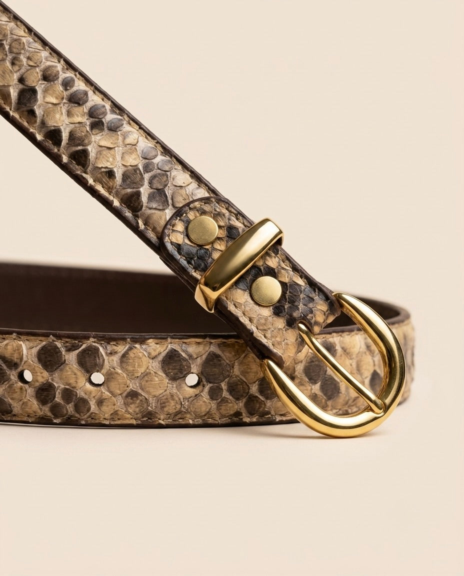 Cinturón Livia en Piel Genuina de Serpiente para Mujer