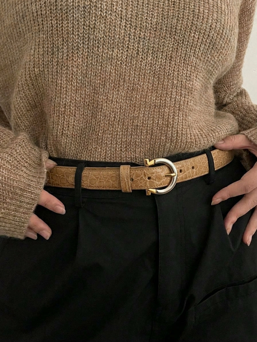 CINTURÓN LAZIO EN PIEL GENUINA DE COCODRILO PARA MUJER
