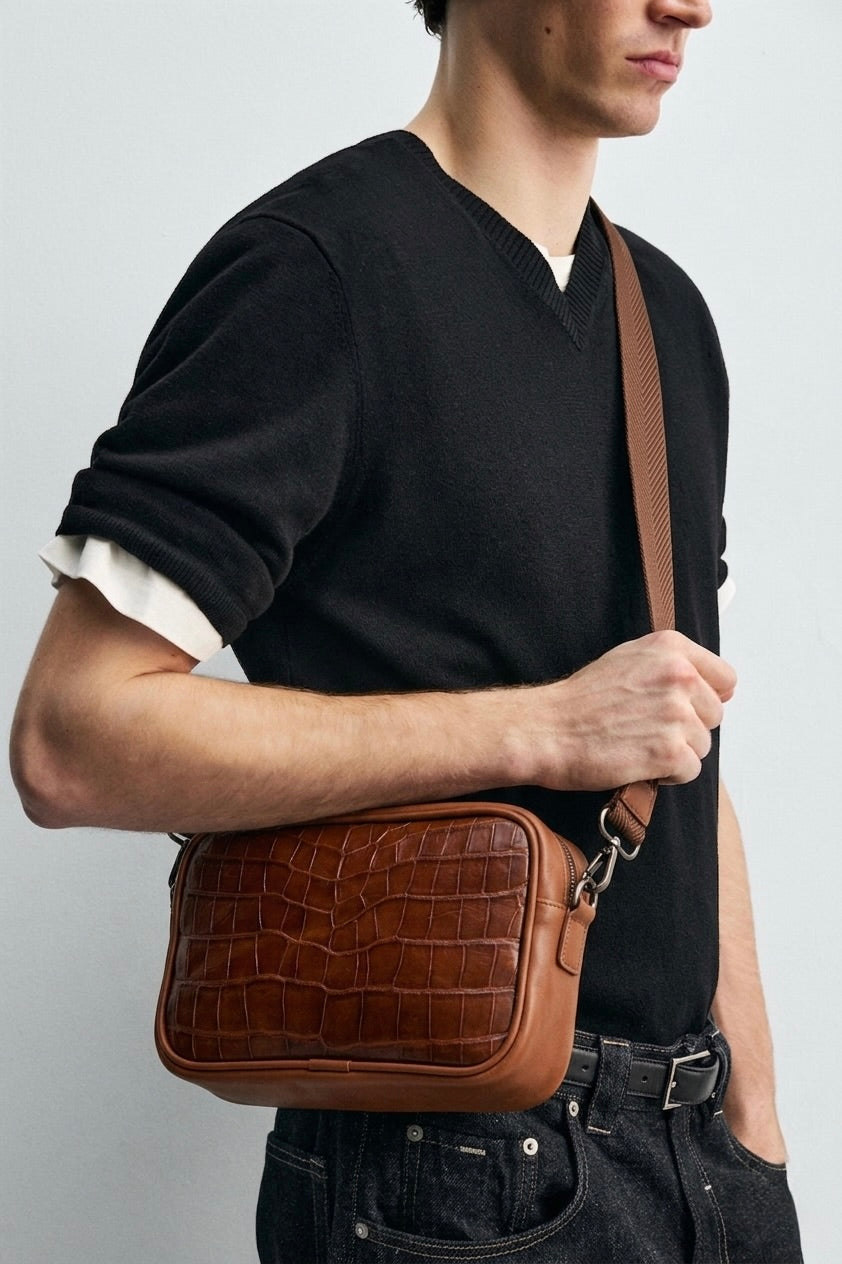 Crossbody en Piel de Cocodrilo