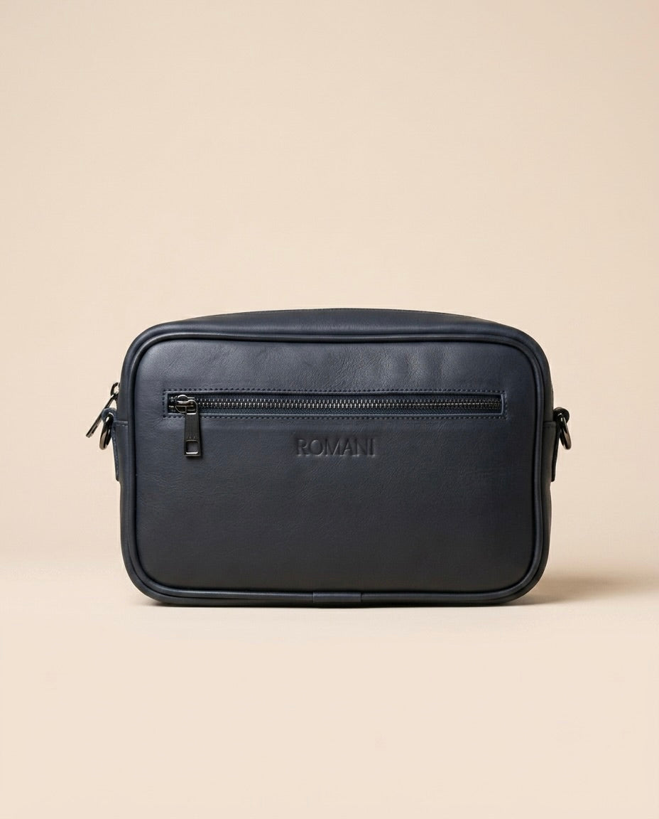 Crossbody Cocodrilo — interior ante cabra gris artesanal | Romaní Leather