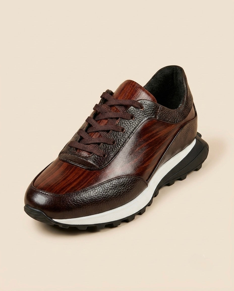 Tenis Legna de Piel Cacao Amaderada con Suela Ligera TR | Romaní Leather