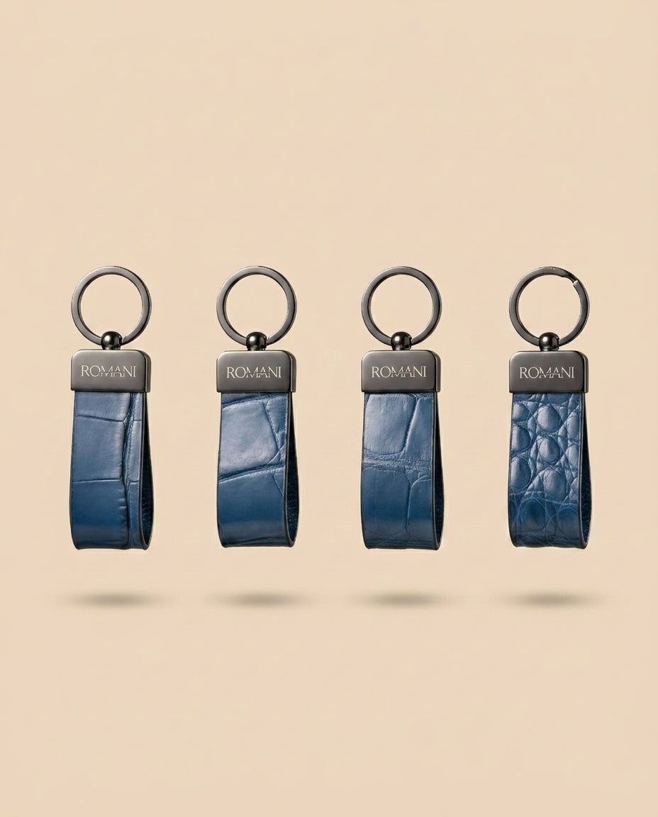 Llavero de piel exótica — detalle | Romani Leather