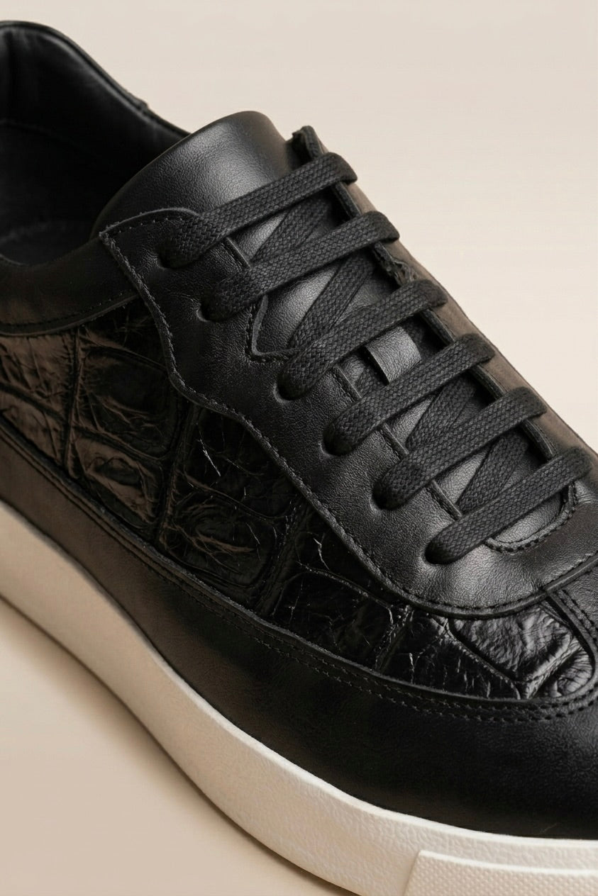 Tenis en Piel Genuina de Cocodrilo Parioli Croco