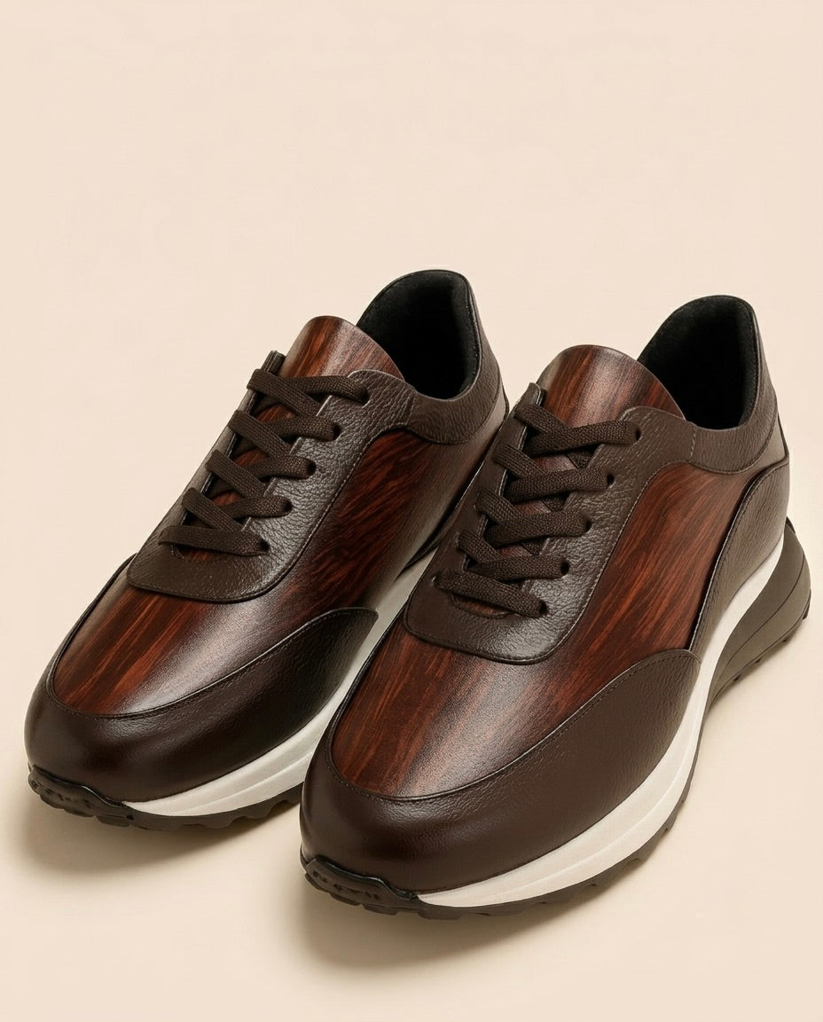 Tenis Legna de Piel Cacao Amaderada con Suela Ligera TR | Romaní Leather